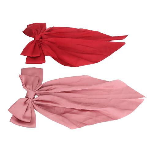 Doppelte Haarspange mit Langem Schweif Rot/Rosa 1