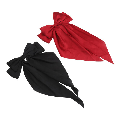 2x große Haarschleifen aus weichem Material Schwarz Rot 2