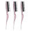 (Glitter Red) 3pcs Rat Tail Brush 3 Rows Nylon Teasing Styling Glitter Red 1