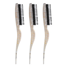 (Glitter Gold) 3pcs Rat Tail Brush 3 Rows Nylon Teasing Styling Glitter Red