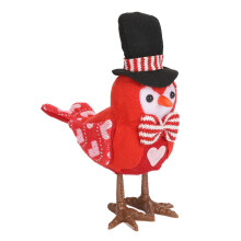 (Red) LED Glowing Red Plush Bird Ornament for Desktop