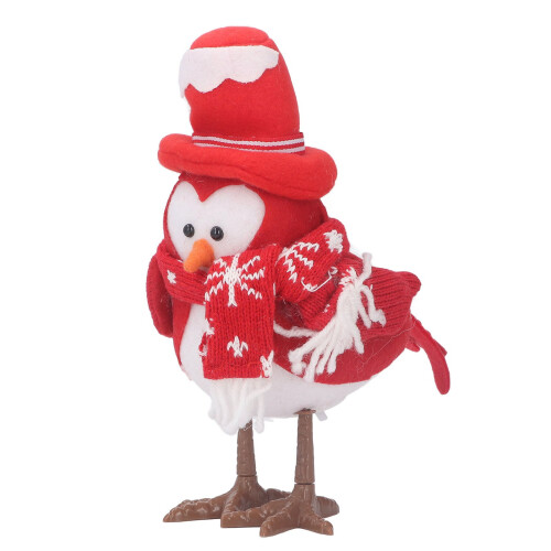 (Red Hat) LED Light-Up Red Hat Bird Figurine Desktop Statue