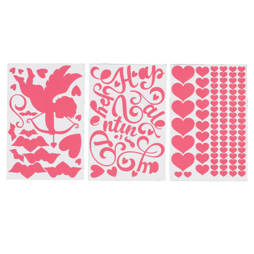 3Pcs Glow-in-the-Dark Harte & Letters Stickers