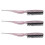 (Glitter Red) 3pcs Rat Tail Brush 3 Rows Nylon Teasing Styling Glitter Red 5