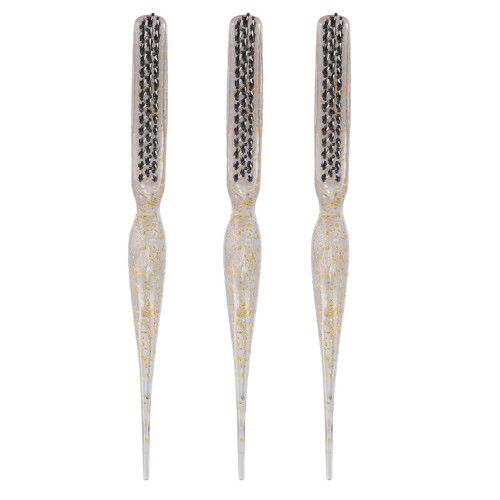 (Glitter  Gold) 3x Rat-Tail-Bürste Nylon, Glitter Rot Styling 2