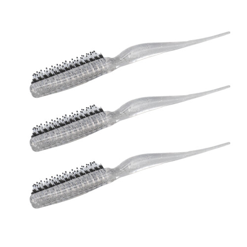 (Glitter Silver) 3pcs Rat Tail Brush 3 Rows Nylon Teasing Styling Glitter Red 1