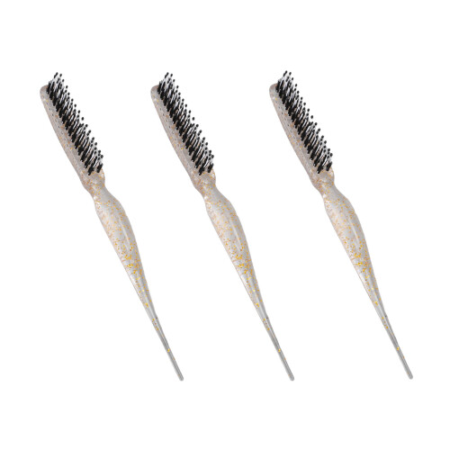 (Glitter  Gold) 3x Rat-Tail-Bürste Nylon, Glitter Rot Styling 1