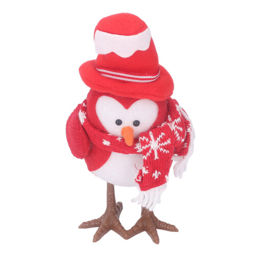 (Red Hat) LED Light-Up Red Hat Bird Figurine Desktop Statue 2