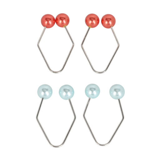 (Red + Blue) 2 Pair Dimple Trainer Smile Balls Piercing Free Red/Blue