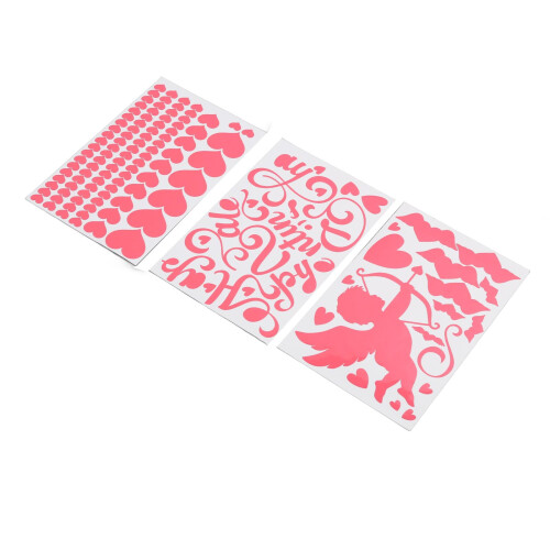 3Pcs Glow-in-the-Dark Harte & Letters Stickers 2