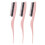 (Pink) 3pcs Teasing Brush Ergonomic Handle Rat Tail Comb Pink 1