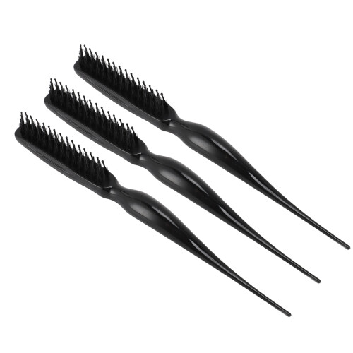 (Black) 3pcs Teasing Brush Ergonomic Handle Rat Tail Comb Pink 2