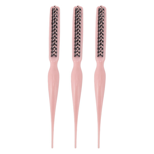 (Pink) 3pcs Teasing Brush Ergonomic Handle Rat Tail Comb Pink 2