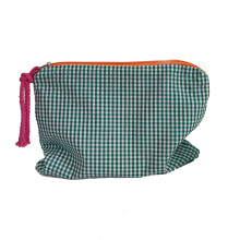 Karierte Kosmetiktasche mit Reißverschluss, groß, reisegeeignet