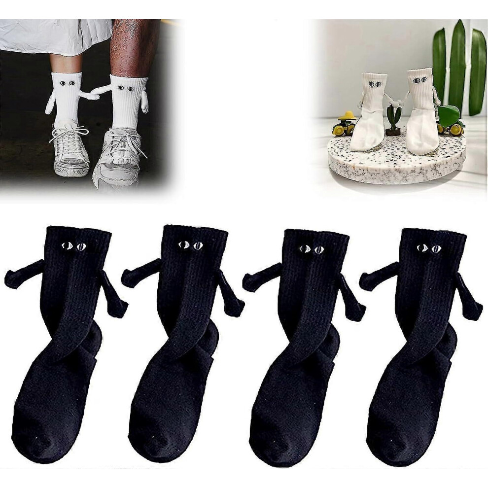 Kikidex (As Show, Black) Magnetic Hand Holding Socks New, Hand In Hand Socks, Couple Holding Hands-Socks