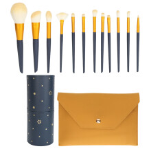 12Pcs Soft Bristle Makeup Brush Set in Orange Bag