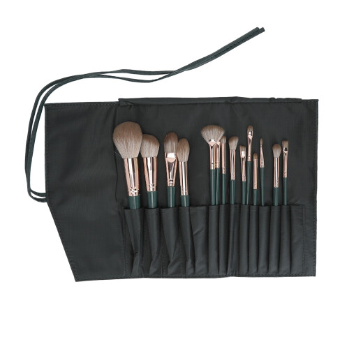 14Pcs Concealer Eyeshadow Foundation Brush Set Green Bag 1