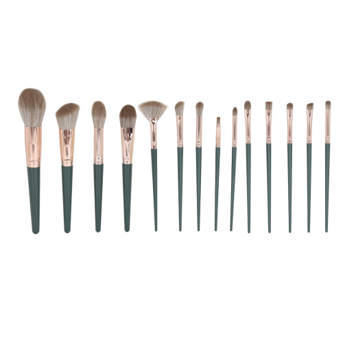 14Pcs Green Makeup Blusher Brush Soft Ergonomic Synthetic 2