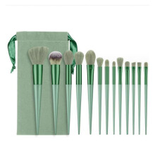 13pcs Synthetic Fluffy Makeup Brushes Set Green