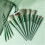 13pcs Synthetic Fluffy Makeup Brushes Set Green 5