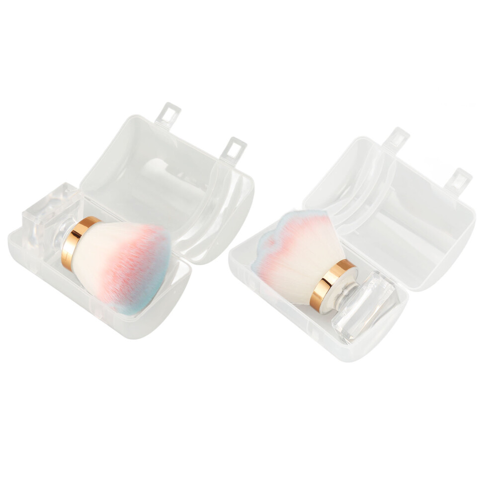 2pcs Portable Soft Bristles Powder Brush Crystal Base