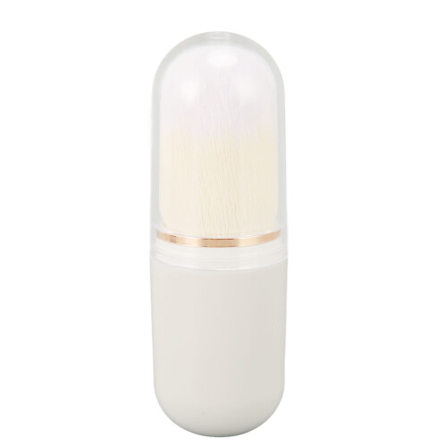 (White) Retractable Dense Bristle Powder Brush Compact Black