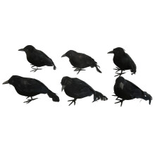 6x Halloween schwarze Federkrähen Modell Deko Simulation Vögel
