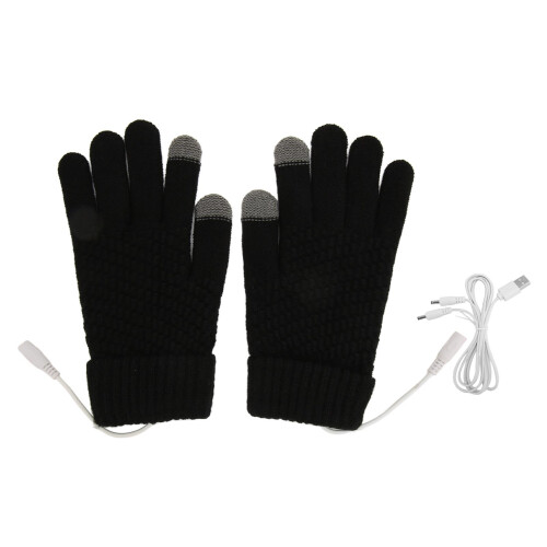 (Black) USB-Heizhandschuhe gestrickt abnehmbar Grau Herbst Winter
