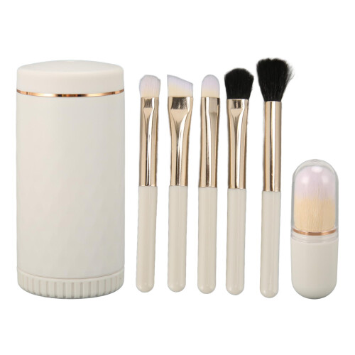 (White) 6-in-1 synth. make-up brush set foundation powder eye