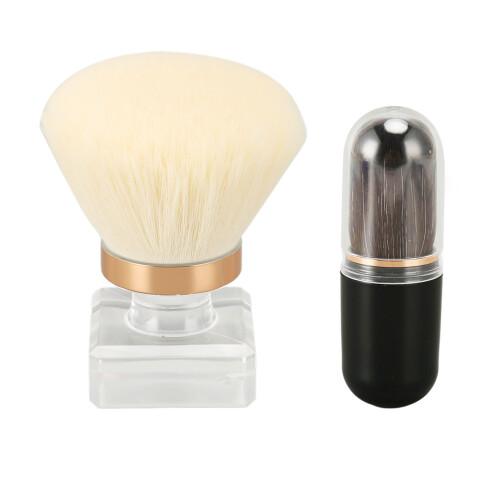 Powder Brush Cheek Blush White Bristle Round Head with Case 1