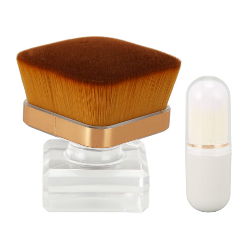 2pcs Liquid Foundation Brush Clear Base Soft Dense Loose Powder White 2