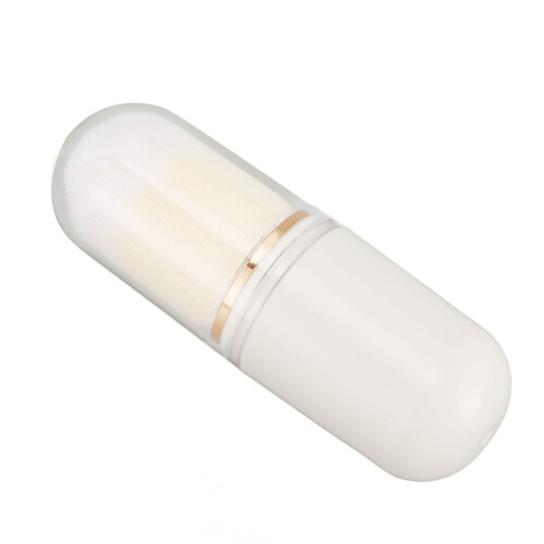 (White) Retractable Dense Bristle Powder Brush Compact Black 2