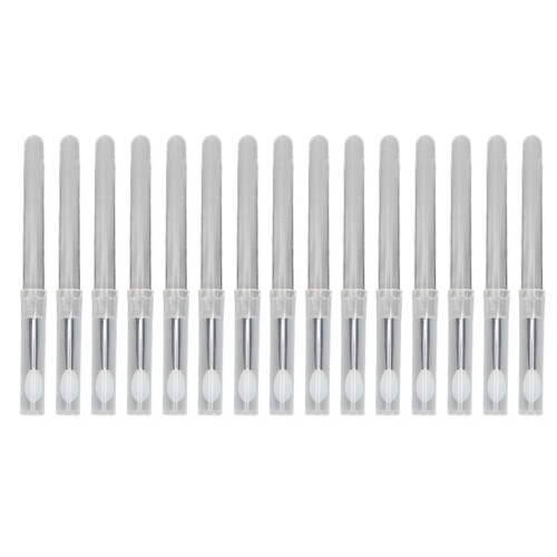 15pcs Silicone Lip Brush Transparent Handle Dustproof Lid Reusable