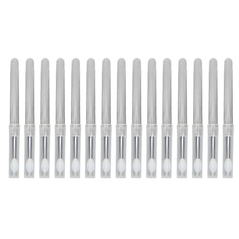 15pcs Silicone Lip Brush Transparent Handle Dustproof Lid Reusable