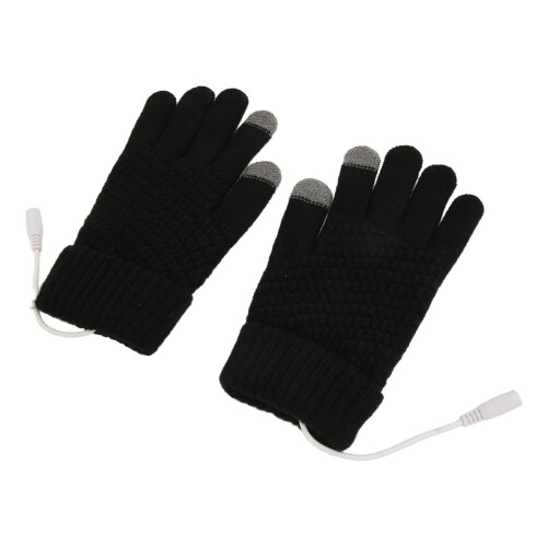 (Black) USB-Heizhandschuhe gestrickt abnehmbar Grau Herbst Winter 2