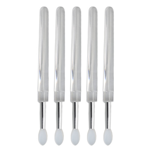 15pcs Silicone Lip Brush Transparent Handle Dustproof Lid Reusable 1