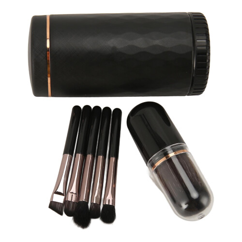 (Black) 6-in-1 synth. make-up brush set foundation powder eye 2