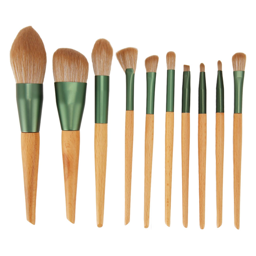 10pcs Makeup Brush Set Soft Fiber Wooden Handle Professional for Women