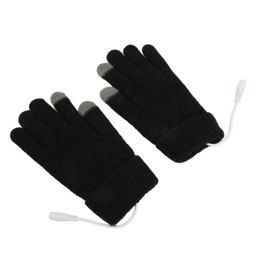 (Black) USB-Heizhandschuhe gestrickt abnehmbar Grau Herbst Winter 1