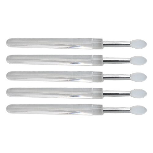 15pcs Silicone Lip Brush Transparent Handle Dustproof Lid Reusable 2