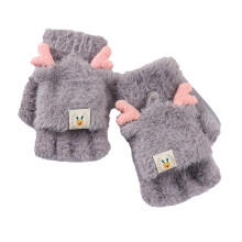 (Grey) Fingerless Girls Gloves Winter Warm Thickened Grey