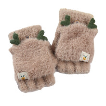 (Coffee) Fingerless Girls Gloves Winter Warm Thickened Grey