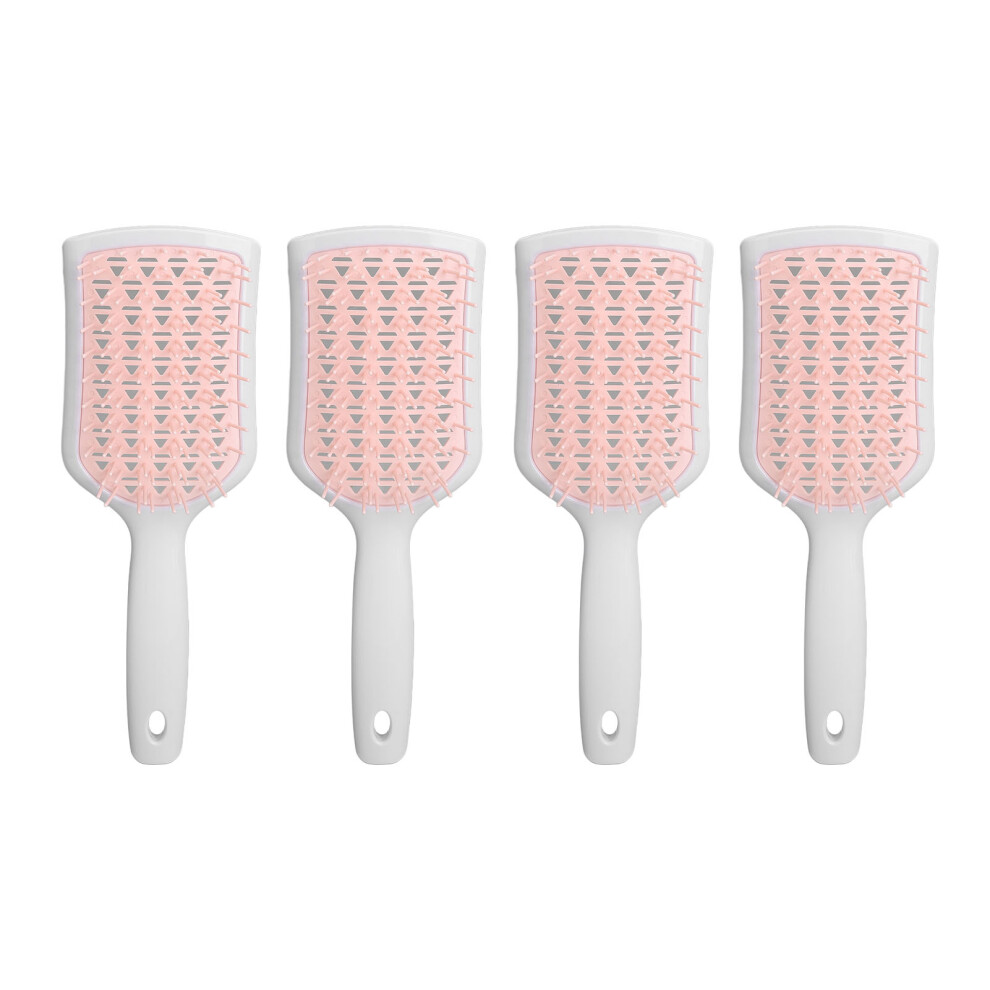 4Pcs Vented Detangling Hair Brush Diamond Curved for Wet Dry Use