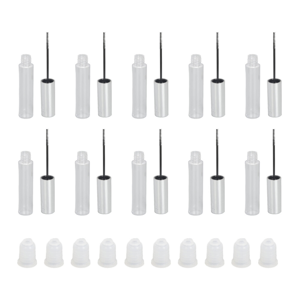 10 Pieces 10ml Empty Mascara Tube Wand Transparent Container Stopper