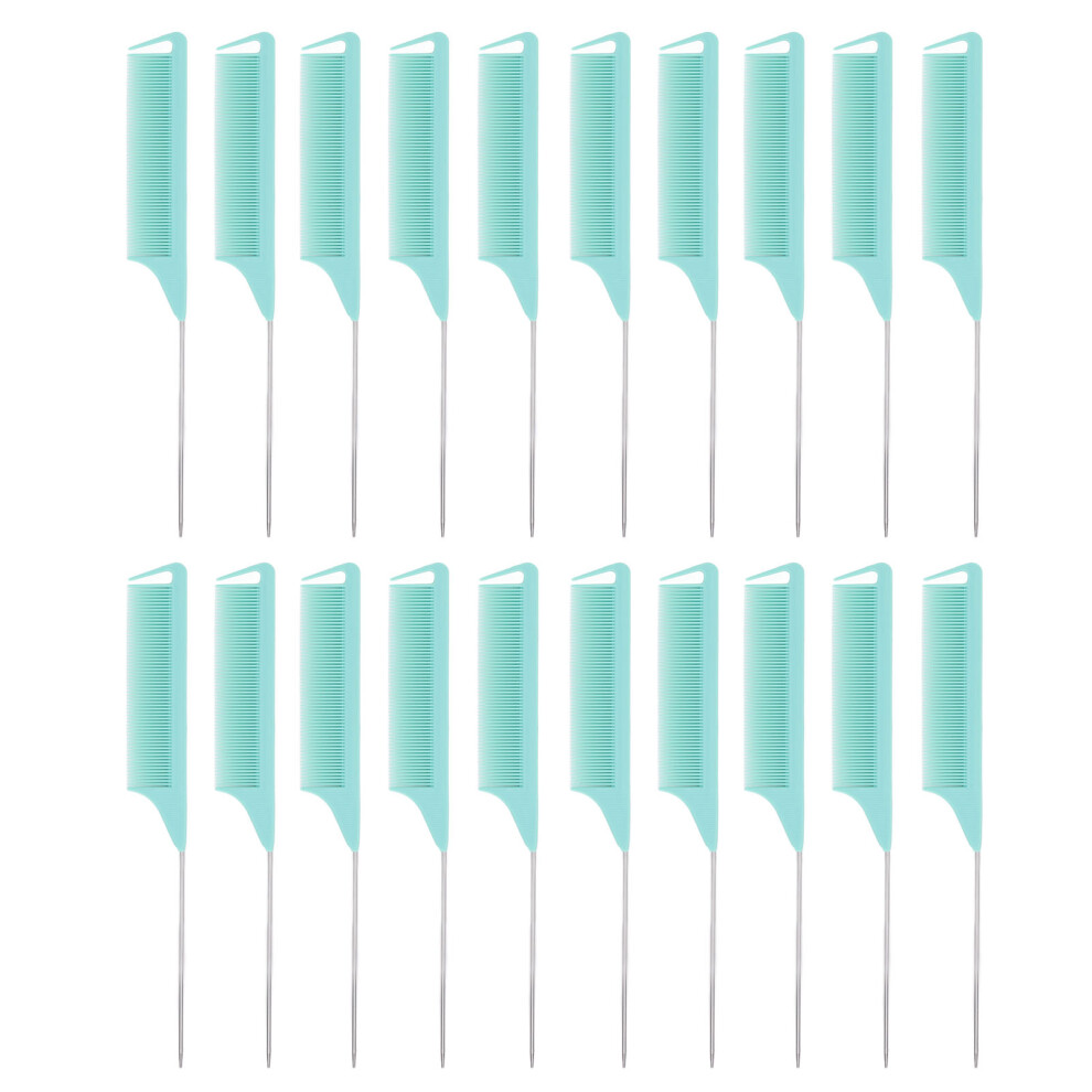 20pcs Heat Resistant Rat Tail Combs Ergonomic Handle Detangling