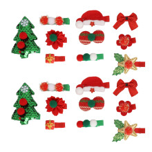 20x Weihnachts-Haarclips mit Pailletten und Glitzer für Kinder