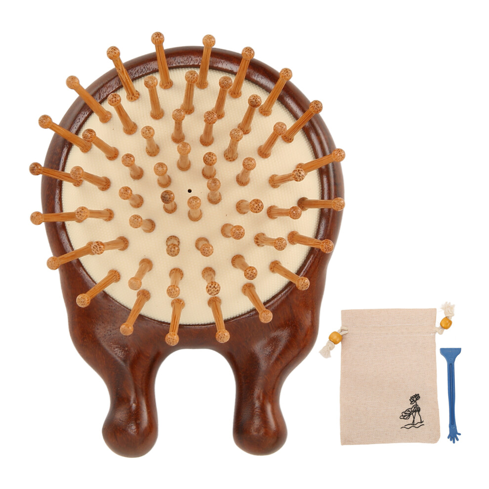 Scalp Massage Brush Dense Teeth Wooden Portable Nose Comb