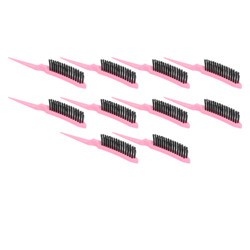10pcs Rat Tail Brush Combs 3 Rows Nylon Hair Teasing