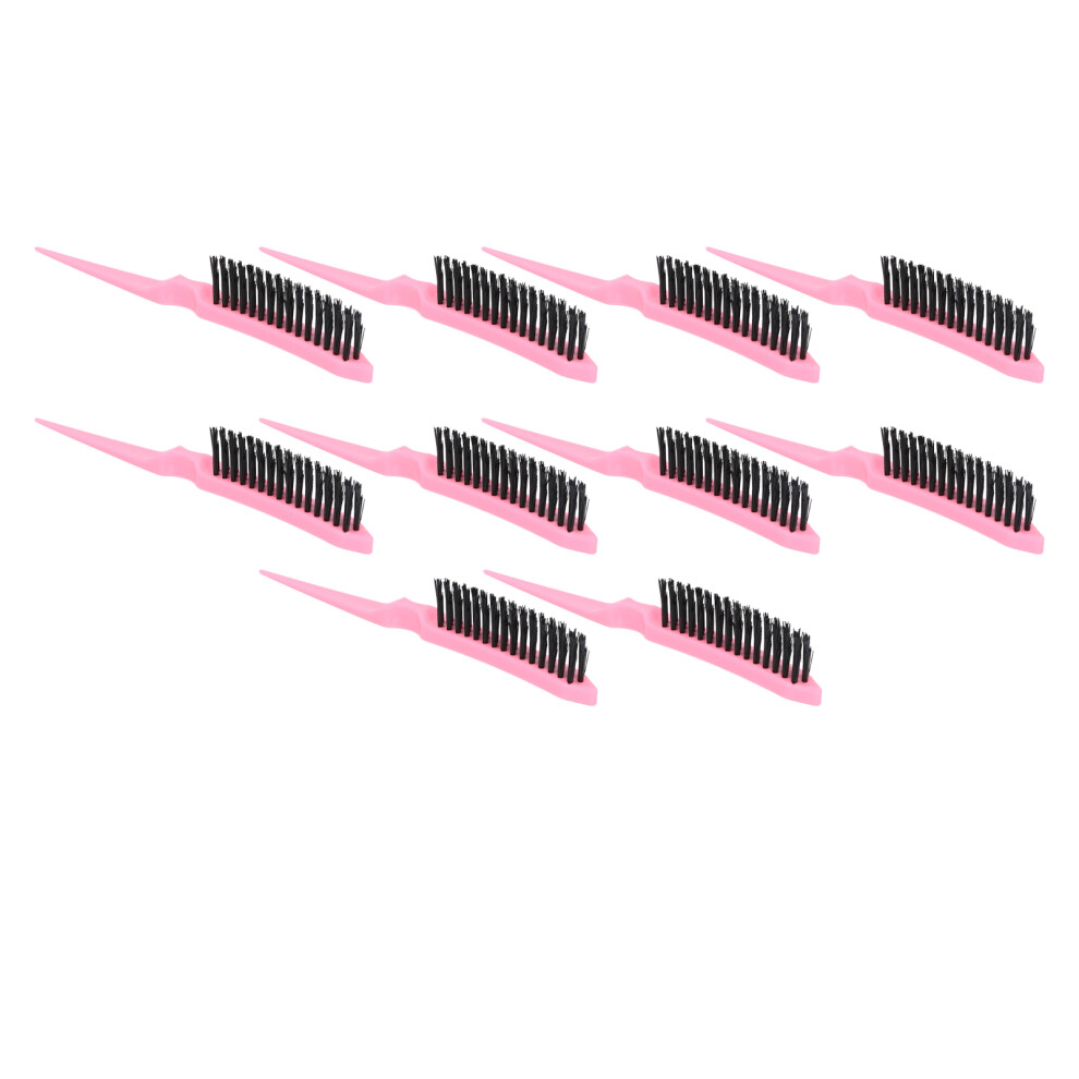 10pcs Rat Tail Brush Combs 3 Rows Nylon Hair Teasing