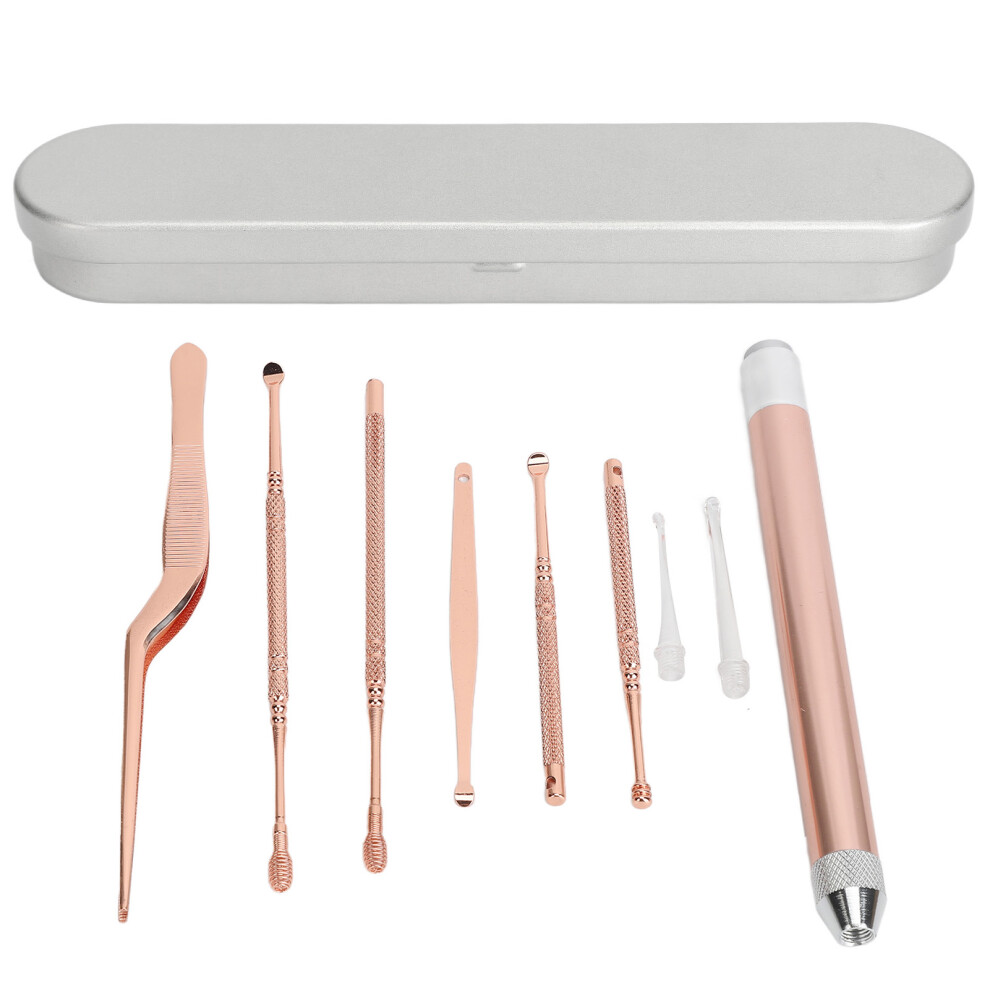 Ear Pick Set with Light Stainless Steel Rose Gold for Home Travel